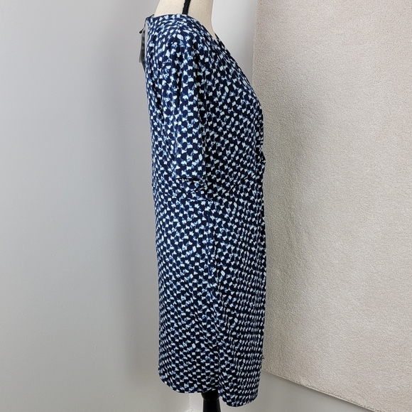 Banana Republic Blue And White Print Faux Wrap Knot Dress Sz L Petite NEW - Picture 4 of 11